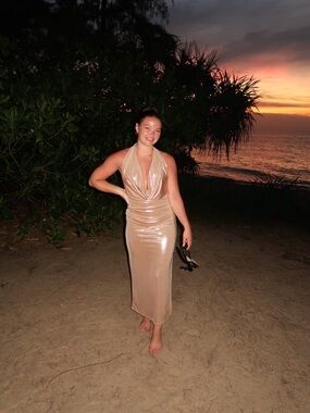 Gold shimmer halter dress